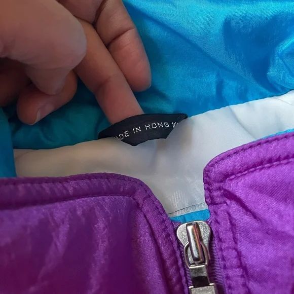 Vintage 80s One Piece Ski Snowboarding Suit Purple Turquoise Size 16 by Fera - Picture 5 of 17